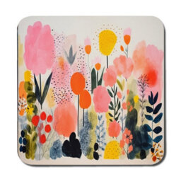 Benjamin Tate Design Colorful Floral Placemat And Coaster Set With Garden Art Design - thumbnail 3