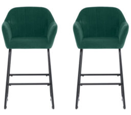 Set Of 2 Green Magaluf Velvet Fixed Height Bar Stools With Black Legs For Kitchen Island Breakfast Bar - thumbnail 9