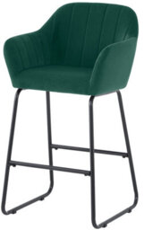 Set Of 2 Green Magaluf Velvet Fixed Height Bar Stools With Black Legs For Kitchen Island Breakfast Bar - thumbnail 4