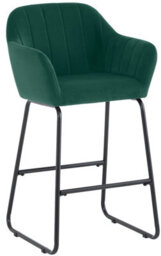 Set Of 2 Green Magaluf Velvet Fixed Height Bar Stools With Black Legs For Kitchen Island Breakfast Bar - thumbnail 3