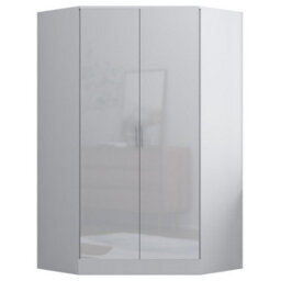 Reflect 2Pc Wardrobe Bundle - 2 Door Corner + 3 Door Plain - White Gloss & Matt White - H: 180Cm X W: 179Cm X D: 103Cm - thumbnail 5