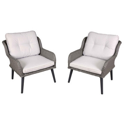 Dellonda Buxton Rattan Patio Arm Chairs & Cushions, Set Of 2, Outdoor Garden Use - image 1