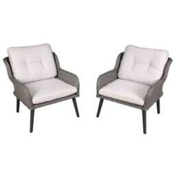 Dellonda Buxton Rattan Patio Arm Chairs & Cushions, Set Of 2, Outdoor Garden Use - thumbnail 1