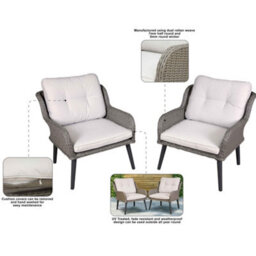 Dellonda Buxton Rattan Patio Arm Chairs & Cushions, Set Of 2, Outdoor Garden Use - thumbnail 3