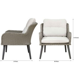 Dellonda Buxton Rattan Patio Arm Chairs & Cushions, Set Of 2, Outdoor Garden Use - thumbnail 4