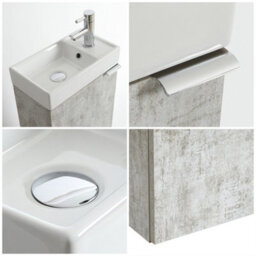 Homestylestore 400mm Grey Wall Hung Bathroom Vanity Unit And Chrome Finger Pull Handle - thumbnail 3