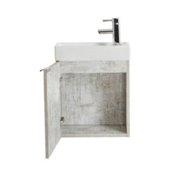 Homestylestore 400mm Grey Wall Hung Bathroom Vanity Unit And Chrome Finger Pull Handle - thumbnail 2