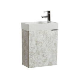 Homestylestore 400mm Grey Wall Hung Bathroom Vanity Unit And Chrome Finger Pull Handle - thumbnail 1