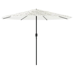 Berkfield Garden Parasol With Steel Pole White 388X388X248 Cm - thumbnail 5