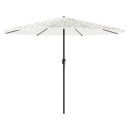 Berkfield Garden Parasol With Steel Pole White 388X388X248 Cm - thumbnail 2