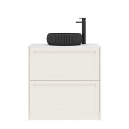 Royal Bathrooms Royal Bathroom Elmore 800mm Classic White Freestanding Countertop Bathroom Vanity Unit 2 Drawer With Milan Black Basin - thumbnail 7