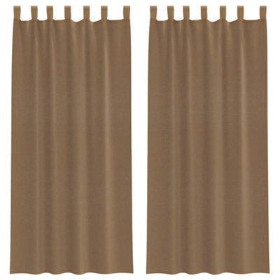 Berkfield Durable Voile Curtains With Loops 2 Pcs Light Brown 140X225 Cm - image 1