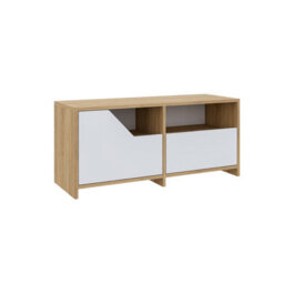 Decortie Modern Nexus Shoe Cabinet Oak, White 105(W) 2-Door Storage And Open Shelf Space Saver Engineered Wood Hallway - thumbnail 2