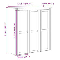 Berkfield Cabinet With Glass Doors Bodo White Solid Wood Pine - thumbnail 8