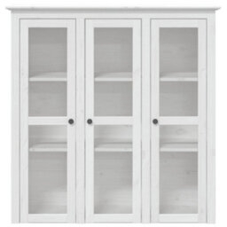 Berkfield Cabinet With Glass Doors Bodo White Solid Wood Pine - thumbnail 3