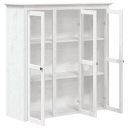 Berkfield Cabinet With Glass Doors Bodo White Solid Wood Pine - thumbnail 4