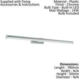 Wall/mirror Light Ip44 Bathroom Chrome Shade White Plastic Bulb Led 14W Included - thumbnail 2