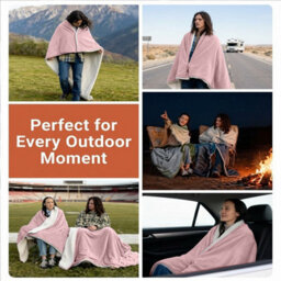 Moonlight Bedding Sherpa Fleece Blanket Pink Super King Soft Thick & Fluffy Reversible Throw For Sofa, Bed & Travel Blanket - thumbnail 5