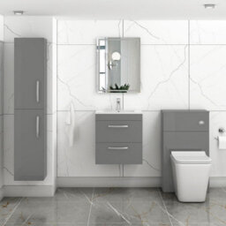 Royal Bathrooms Turin Indigo Grey Gloss 500mm Wall Hung Vanity Unit 2 Drawer With Minimalist Basin Sink - thumbnail 2