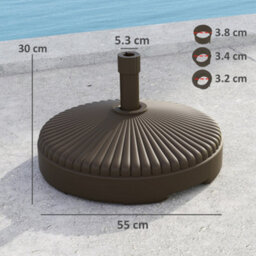 Outsunny Garden Parasol Base, 28Kg Sand Filled, 23Kg Water Filled, Brown - thumbnail 3