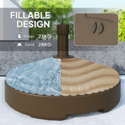 Outsunny Garden Parasol Base, 28Kg Sand Filled, 23Kg Water Filled, Brown - thumbnail 4