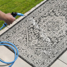 Homeart Outdoor Indoor Rug, Easy Clean, Uv Weather Resistant Rug For Patio, Gardenmedallion Black, Cream,120X170Cm - thumbnail 6