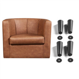 Yaheetech Brown Barrel-Shaped Faux Leather Club Chair - thumbnail 7