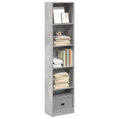 Berkfield Bookcase Concrete Grey 40X24X176 Cm Engineered Wood - image 1