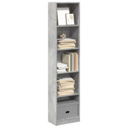 Berkfield Bookcase Concrete Grey 40X24X176 Cm Engineered Wood