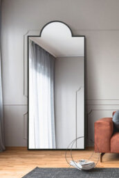 "Mirroroutlet Fenestra - Black Modern Wall And Leaner Mirror 75"" X 33"" (190 X 85Cm)" - thumbnail 5