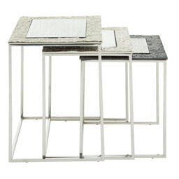 Orsina Luxe Set Of 3 Rectangular Nesting Tables,nickel & Gunmetal Finish Decorative Tables,antique Bedside Tables - thumbnail 2