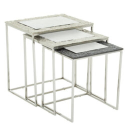 Orsina Luxe Set Of 3 Rectangular Nesting Tables,nickel & Gunmetal Finish Decorative Tables,antique Bedside Tables - thumbnail 6