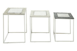 Orsina Luxe Set Of 3 Rectangular Nesting Tables,nickel & Gunmetal Finish Decorative Tables,antique Bedside Tables - thumbnail 3