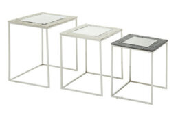 Orsina Luxe Set Of 3 Rectangular Nesting Tables,nickel & Gunmetal Finish Decorative Tables,antique Bedside Tables - thumbnail 4