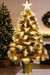 Christmas Tree World The 3Ft/90Cm Gold Flower Fibre Optic Tree