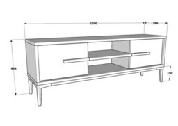 Decorotika Eslem Tv Stand, Tv Cabinet, Tv Unit With Two Shelves And Two Cabinets - Oud Oak Pattern And Black - thumbnail 4