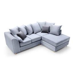 Abakus Direct Chicago Velvet Right Facing Corner Sofa In Silver Blue - thumbnail 3