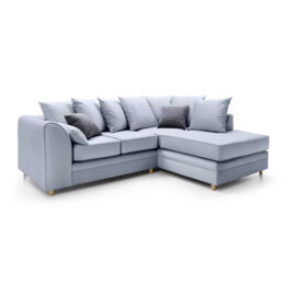 Abakus Direct Chicago Velvet Right Facing Corner Sofa In Silver Blue - thumbnail 2