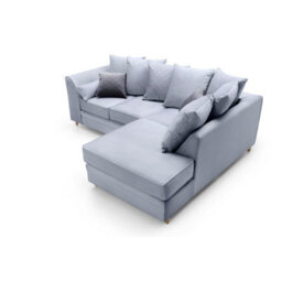 Abakus Direct Chicago Velvet Right Facing Corner Sofa In Silver Blue - thumbnail 5