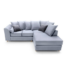 Abakus Direct Chicago Velvet Right Facing Corner Sofa In Silver Blue - thumbnail 4