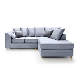 Abakus Direct Chicago Velvet Right Facing Corner Sofa In Silver Blue - thumbnail 1