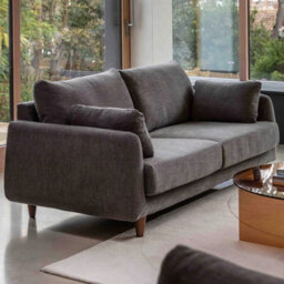 Xample Gallery Oakwood Dark Grey 3 Seater Fabric Sofa, Foam & Polyester Cushions, Solid Oak Legs, Modern Living Room Furniture - thumbnail 1