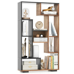 Costway 120Cm Tall Bookshelf Modern Geometric Bookcase Book Storage Organizer - thumbnail 2
