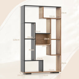 Costway 120Cm Tall Bookshelf Modern Geometric Bookcase Book Storage Organizer - thumbnail 3