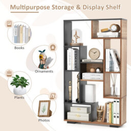 Costway 120Cm Tall Bookshelf Modern Geometric Bookcase Book Storage Organizer - thumbnail 7