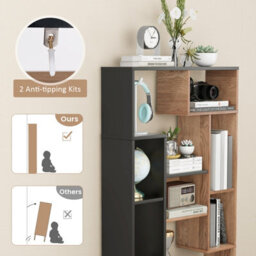 Costway 120Cm Tall Bookshelf Modern Geometric Bookcase Book Storage Organizer - thumbnail 8