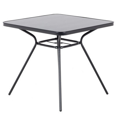 Beliani Bistro Table Livo 80 Cm 80 Cm Glass Black - image 1