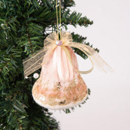Shatchi 3Pcs Light Pink Santa Bell 8X10Cm - Christmas Tree Hanging Decorations Ornaments Fairy Tale - thumbnail 6