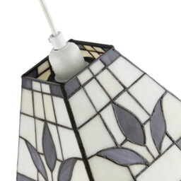 Happy Homewares Square Purple And Amber Stained Glass Tiffany Pendant Lighting Shade - thumbnail 3