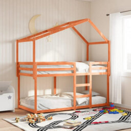 Berkfield Bunk Bed Without Mattress Wax Brown 90X190 Cm Single Solid Wood Pine - thumbnail 1